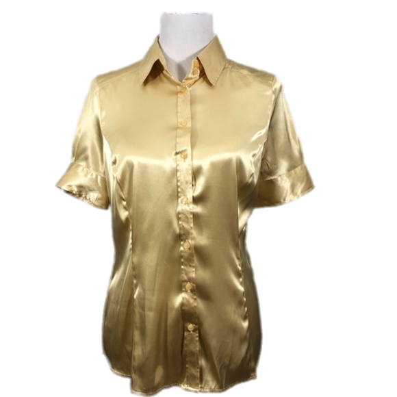 New York & Company Tops - NEW YORK & COMPANY Yellow V-Neck Career Blouse M